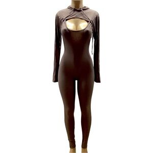 U.O. Ribbed Pantsuit Size Medium With Cropped Hooded Jacket. Preloved